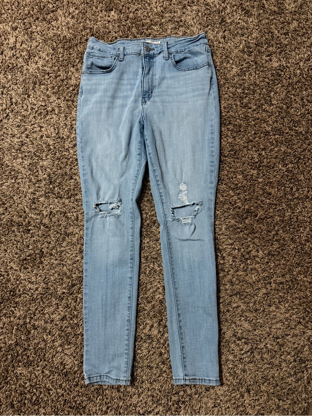 Levi's Light Blue High-Rise Distressed Skinny Jeans